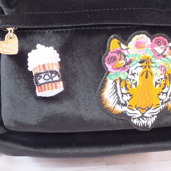 Betsey Johnson Velvet Backpack w/ Appliques Black main image 5